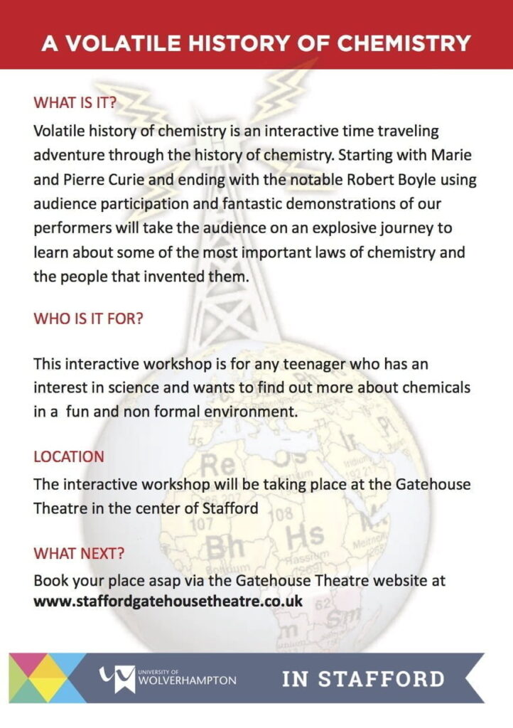poster about the Volitile History of Chemistry 2 
