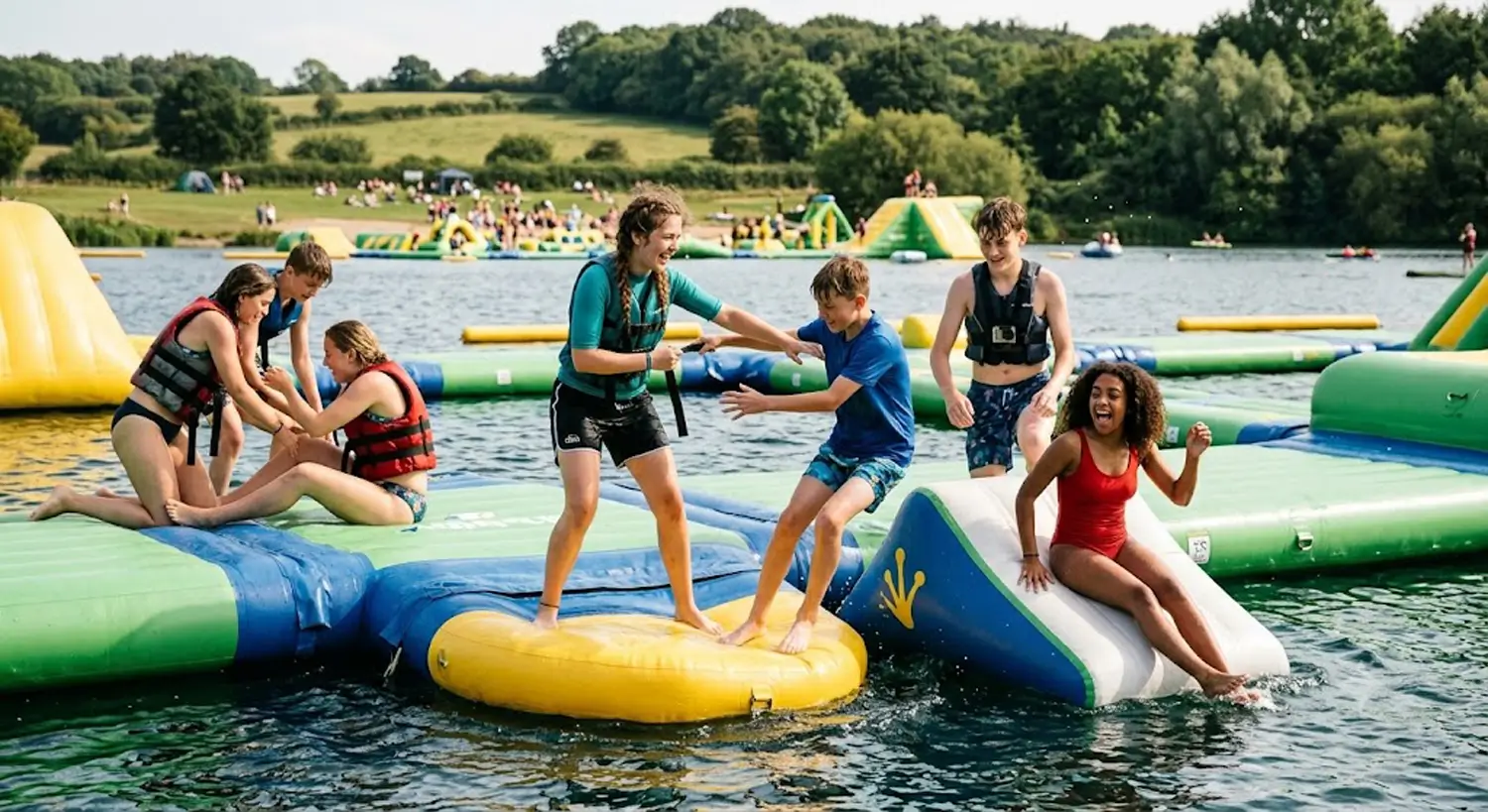 ED6S7BR: Teen Scheme Cliff Lakes Aqua Park at Sacred Heart Church